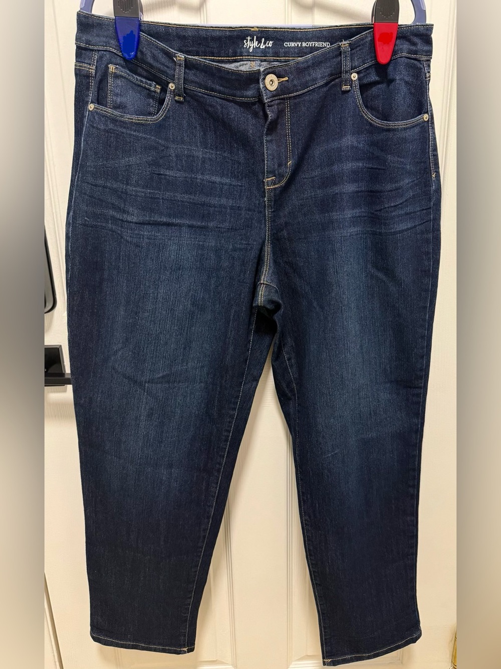 Style & Co. Dark Blue Curvy Boyfriend Jeans - Size 18